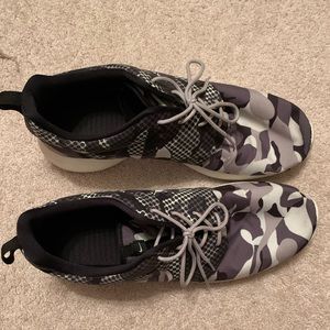 White and Black Camo Nike Roshes